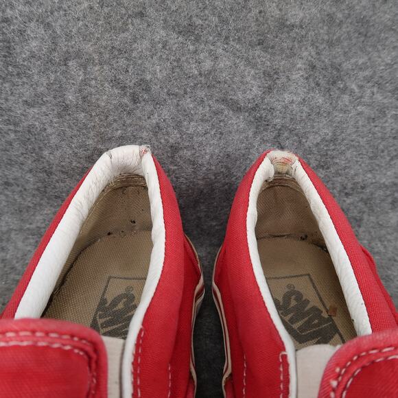 Vans Shoes Womens 8.5 Classic Slip On Sneakers Red Canvas Casual Skate Retro - Picture 3 of 12